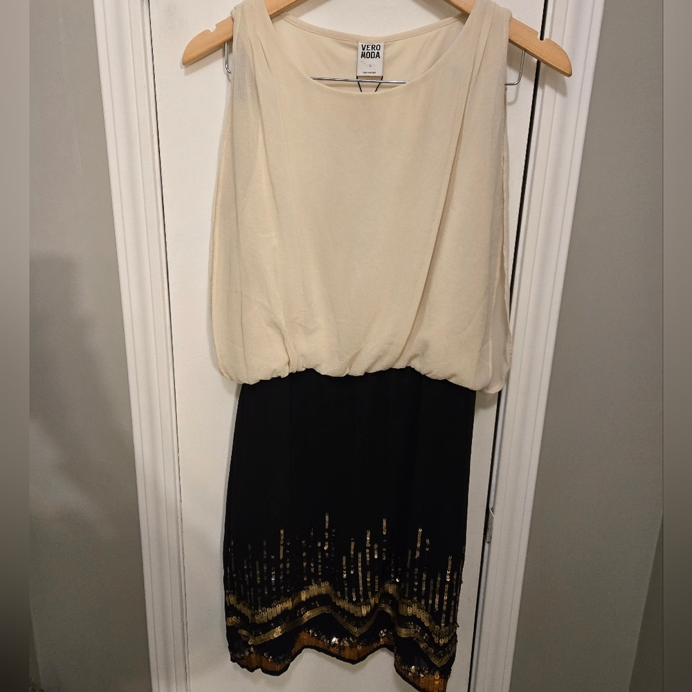Vero Moda Sister Mini Dress Size Large White Asparagus - Picture 5 of 11